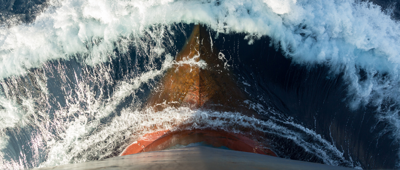 bow of a ship in the sea